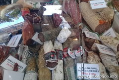 Prices for grocery items in Paris on the market, Prices for salami